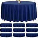 Teruntrue 12 Packs Navy Blue Round Tablecloths 90 inch Round Table Cloth, Washable Polyester Fabric for Wedding Parties Banquet Holiday Dinner Table Decorative, Navy Blue