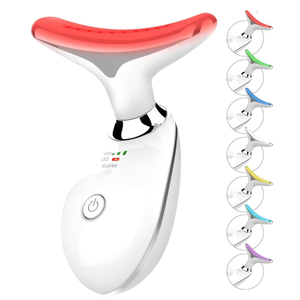 ELISHINE 7 Color Face and Neck Massager Light Therapy, Red Light Based Facial Massager for Skin Care, Smoothing, Firming (White)