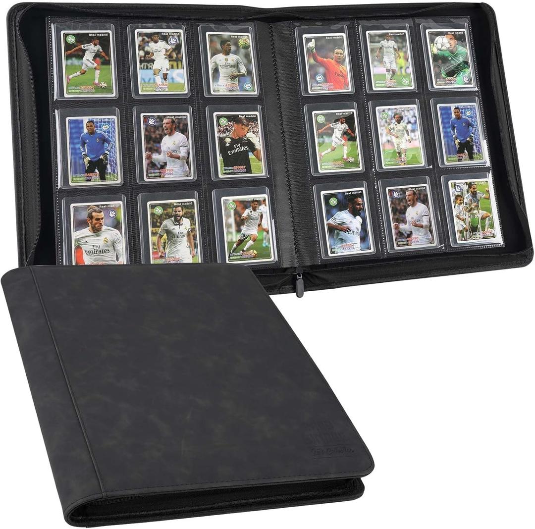 Toploader Binder with 9-Pocket Pages, Holds 288 "34" Rigid Toploader Hard Cases, Card Holder for Collectible Cards or Sports Cards, Durable Sleeves for Storage & Display (Black)