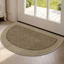 Half Circle Door Mat Indoor Entrance Welcome, Non-Slip Washable Doormat, Trap Dirt and Moisture, Low Profile Mats for Indoor Entry, 17"x30", Beige