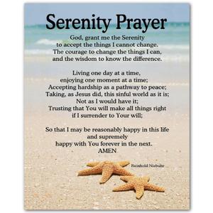 Serenity Prayer Wall Art  Christian Wall Decor with Starfish Scripture, Bible Verse Inspirational Wall Art Print for Living Room, Office, Church, or Beach House (Unframed, 8 x 10 inches)