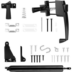 Storm Door Closer & Screen Door Handle, Black Heavy Duty Screen Door Closer Replacement Kit Shock Absorber Bracket with Screen Door Spring Storm Door Latch Protecting from Strong Winds