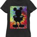 Disney Characters Travel Mickey Girl's Solid Crew Tee (Black), XS