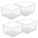 Vtopmart 8 Pack Extra Large Clear Plastic Storage Bins,11x11 Cube Acrylic Organizer Square Containers with Handle for Pantry,Closet,LaundryRoom,Kitchen,Bathroom,UnderSink Organization