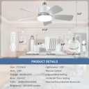 17.5" Socket Fan Light with Remote, 25W 1600 Lumens 3 Colors 3000-6000K Small Ceiling Fans with Lights 6 Speed Light Bulb Fan for Bedroom, Living Room, Kitchen, Garage