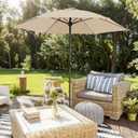 7.5FT Large Outdoor Patio Umbrella with Crank & Tilt - Durable Market Umbrella for Outdoor Patio with 6 Fiberglass Ribs for Poolside,Deck,Yard,Garden