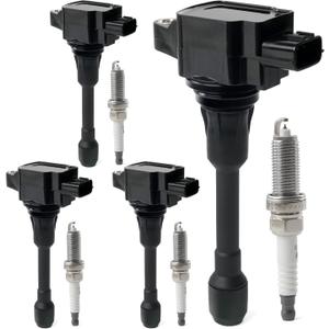 Set of 4 Ignition Coil Pack & Iridium Spark Plugs Compatible with 1.6L 1.8L 2.0L 2.5L L4 2007-2018 Nissan Altima Rogue Sentra Versa Cube Frontier NV200, Infiniti FX50 M56 Q70 QX60 Replace UF549 & 9029