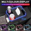 Car Armrest Storage Box With 2 Drink Cup Holders, 7 Colour LED Lights Car Console Organiser With USB + Type-C Charging Port, Universal Small Car Storage Organizer Front Seat