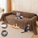 Cat Scratch Furniture Protector - Anti-Slip, Waterproof Sofa Cover to Keep Cats Off, Pet-Friendly Couch Protectors for 3 Cushion Couch, Brown Anti-Scratch Couch Cover for Pets and Kids 134"X71"