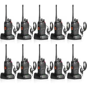pxton 666S 10 Pack walkie talkies for Adults Long Range Rechargeable with Headphones and Li-ion Battery, Two Way Radio has VOX/ Noise Reduction/ TOT/ Flashlight/ Monitoring/ Scan Function