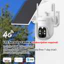 4G LTE Solar Security Camera - No WiFi Cellular Outdoor Camera with 2K Color Night Vision, PIR Motion Detection, 2-Way Audio, Siren Alarm, 360 Live View, SIM Card & 32GB SD Card Included