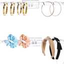 Heesch Headband Holder, Bracelet Holder, Claw Clip Organizer, Acrylic Necklace Holder, Hat Rack for Baseball Caps, Wall Mount Jewelry Holder for Bracelets, Watches, Headbands, Hair Ties (2-Pack)