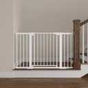 Mumeasy Baby Gate Extra Wide, 29.5"- 51.5" Pressure Mounted Dog Gate with Walk Through Door, Auto Close Pet Gate for Stairs,Doorways,House (White)