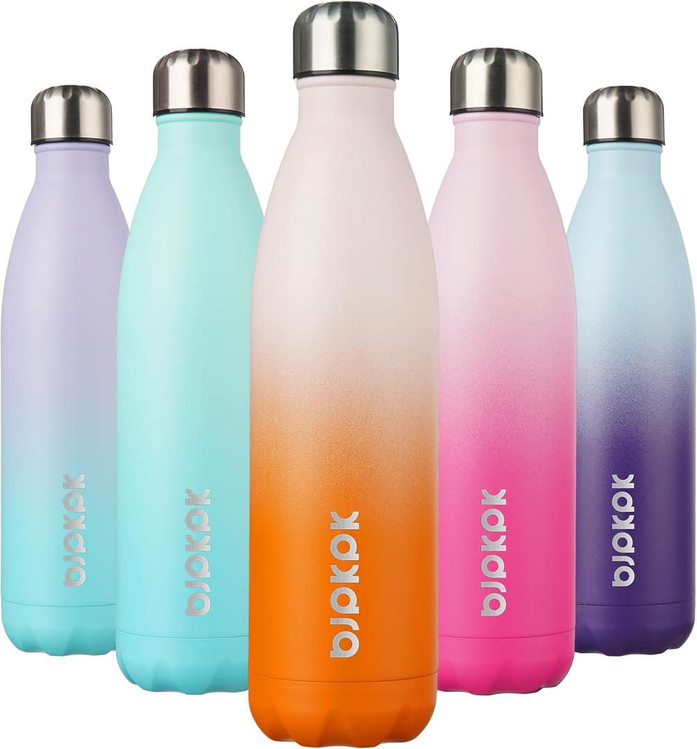 BJPKPK 25oz Insulated Stainless Steel Water Bottles, Sports Water Bottles Keep Cold for 24 Hours and Hot for 12 Hours, Coral (25 Ounces)