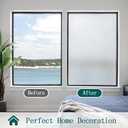 Window Privacy Film, Frosted Stained Glass Window Film, Static Cling Non-Adhesive Heat Control UV Blocking Window Clings Sticker Decorative for Bathroom Home Door 23.6" x 78.7"