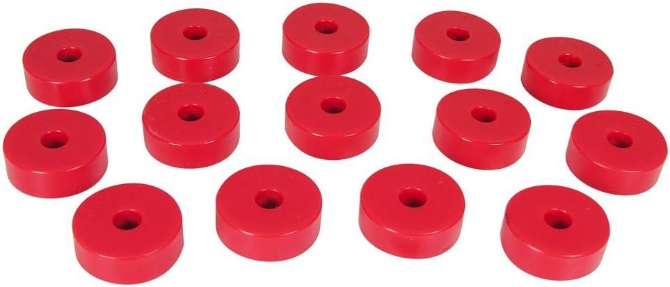 Prothane 1-101 Red Body Mount Bushing Kit for CJ5, CJ7, CJ8, YJ and TJ - 14 Piece