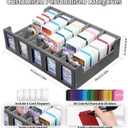 Trading Card Storage Box with Commander Display, 5-Row Deck Case with Removable Lid, 3900+ Cards Deck Case with 48 Colorful Dividers, Magic Card Organizer for TCG PTCG, Black Grey