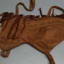 Women's Y2K Fringe Halter Western Cowgirl Tie Tank Top Tassel Rivet Faux Suede Hippie Crop Top 70s 60s Vintage