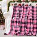Electric Heated Blanket 62"x84",Fast Heating Twin with 8 Hours Auto Off/8 Heats Levels,Soft Pink Plaid Sherpa Electric Blanket with ETL Certification & Over-Heat Protection
