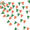 32Ft Orange Green White Graduation Party Decorations 2026 Halloween Pennant Banner Fabric Triangle Flag Bunting Garland for Thanksgiving Wedding Dinosaur Birthday Outdoor Garden Hanging Decoration