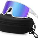 Sports Baseball Cycling Sunglasses for Men: Polarized Sunglasses for Women Youth UV400 Protection Running (1a-1pack-white Frame Iceblue Lens)