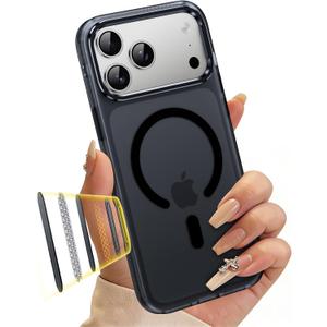 Magnetic & Shockproof for iPhone 17 Pro Max Case,Compatible with MagSafe Soft Touch Translucent Slim Fit Military-Grade Protection Phone Case for iPhone 17 Pro Max,Frosted Black
