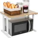 Farios Wooden Microwave Oven Rack, 2-Tier Kitchen Counter Shelf, Kitchen Space Saving Organizer, Two Layers Counter Top Organizer for Printers on Desk, Microwave Shelf Stand - Blond Wood, 22.4 x 15 x 15 inches