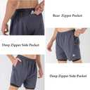 Off-Season Sale Mens Running Shorts with Compression Liner 2 in 1 Gym Shorts 5 Inch Lightweight Quick Dry (Gray, XXXL)