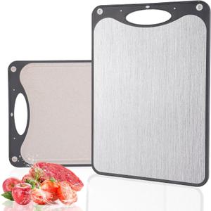 EFOWHEIF Titanium Cutting Boards, Double Sided Cutting Board For Kitchen,Food Grade Titanium And Wheat Straw PP, Large Size 15”×10”And Easy To Clean, Dark Gray