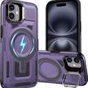 for iPhone 16 Plus Case Compatible with MagSafe,Built-in Camera Ring Stand, 23 FT Military-Grade Drop Protection Magnetic Cover for iPhone 16 Plus 6.7'',Purple