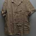 COOFANDY Men's Linen Shirts Short Sleeve Casual Shirts Button Down Shirt for Men Beach Summer Wedding Shirt (3XLarge, Khaki)