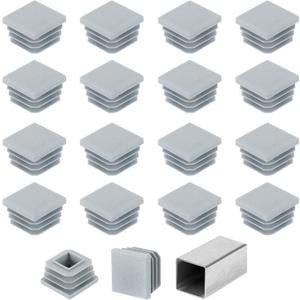 Uxcell 1" (25mm) Square Tubing End Caps, 32 Pcs Plastic Hole Plugs Insert End Cap for Metal Tubing Post Chair Leg Table Bookshelves Furniture, Grey