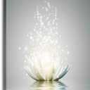 Zen Canvas Wall Art White Lotus Flower Bloom in Water Picture Yoga Spa Meditation Spiritual Room Wall Decor Poster Print for Living Room Bathroom Bedroom Office Study Room Home Decoration (16"L x 12"W)