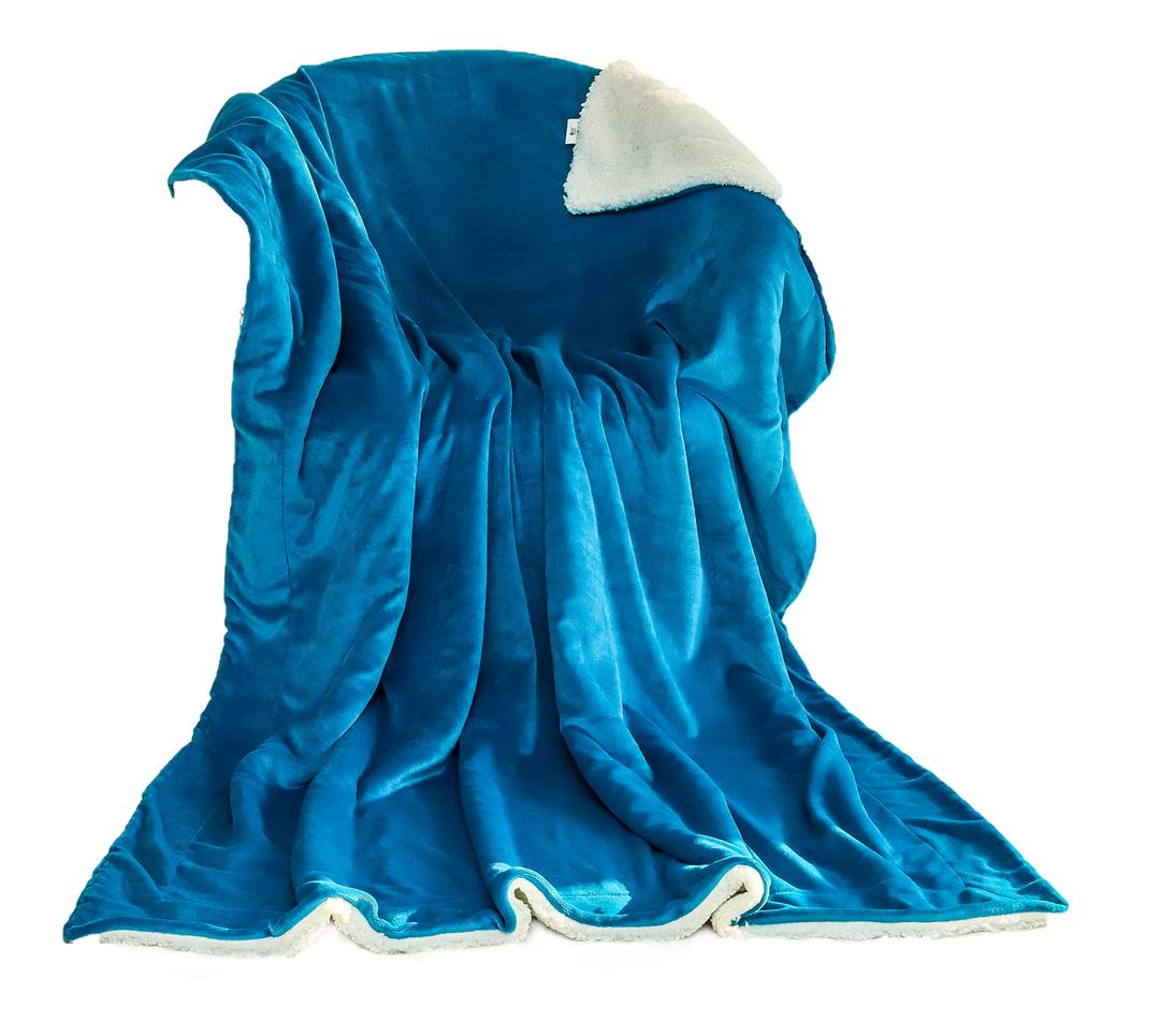 funky gadgets Sherpa Fleece Blanket Bed Large Throws Blankets For Sofas Fluffy Soft Thick Warm Blanket- blanket Throws for Travel Turquoise Blue Queen