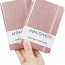 Animusphere 2Pack Pocket Notebook Small Notebook Journal Notebook 4 inches x 5.7 inches 200 Pages Leather Cover With Pen Holder Page Marker Ribbons (Rose Gold)