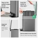 Cesun Small Bathroom Trash Can with Lid Soft Close, Step Pedal, 6 Liter / 1.6 Gallon Stainless Steel Garbage Can with Removable Inner Bucket, Anti-Fingerprint Finish (Gray)