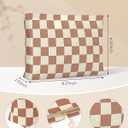 Cute Checkered Makeup Pouch for Women Small Make Up Bag for Zipper Initial Coquette Makeup Cosmetic Bags Pouches for Purse Aesthetic Travel Toiletry, Khaki Brown