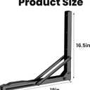 EVERHANGER 18 inch Folding Shelf Brackets for Garage, Heavy Duty Collapsible Shelf Bracket Steel Wall Mounted Table Brackets (Pack of 2, No Board)