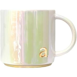 COLLECTIVE HOME - Ceramic Coffee Mug, Iridescent Finish Cups, Personalized Lowercase Embossed Lettering, Lustrous Multicolored Finish, Ideal for Unique Gifts (a-1)