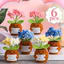 Wavwavw 6 Pcs Employee Appreciation Gifts Bulk Administrative Professionals Week Gift Thank You Volunteer Team Coworkers Staff Positive Handmade Crochet with Inspirational Card(Forget Me Not)