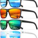 Square Polarized Sunglasses for Men Vintage Style Driving Travel Sun Glasses Lightweight Frame UV Protection Goggles