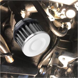 1" Car Air Intake Filter, 25mm Auto Crankcase Cold Air Filter Cleaner with Adjustable Clamp, Universal Vent Valve Cover Breather for Car, Motorcycle (Silver)