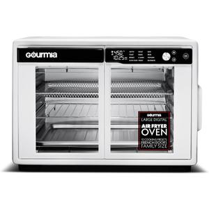 Gourmia French Door Air Fryer Oven - 37 Qt Large Capacity Convection Toaster Oven, FryForce 360, Digital Display, 12 Cooking Presets, Dehydrate, Fits 13 Pizza, Dishwasher-Safe, White