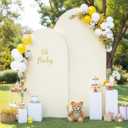 Ivory Arch Backdrop Cover 7.2FT 6FT Spandex Arch Covers Stretchy Backdrop Set of 2, Double-Layer Wrinkle Free Wedding Arch Stand Cover Party Backdrop Curtains for Baby Shower Birthday Party Decoration