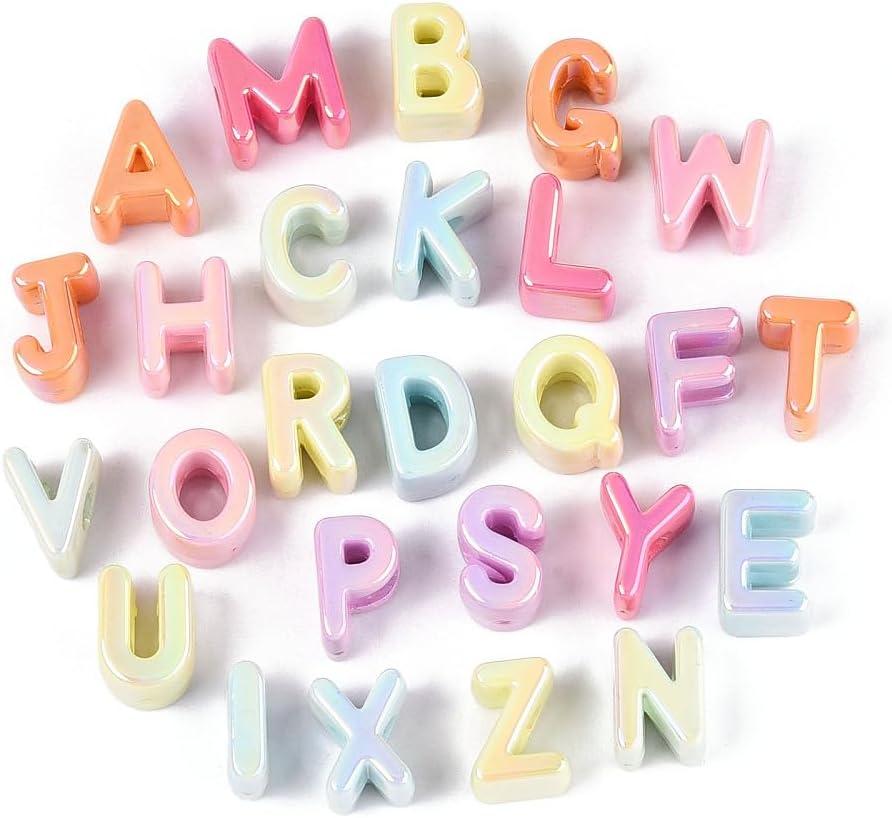 DanLingJewelry 200Pcs Glow in The Dark Acrylic Letter Beads Luminous UV Plating Alphabet Large Beads for DIY Jewelry Crafts