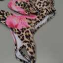 MakeMeChic Women's Polka Dots Triangle Thong Bikini Sets Floral Cute Bathing Suit Swimsuits (Pink, S)