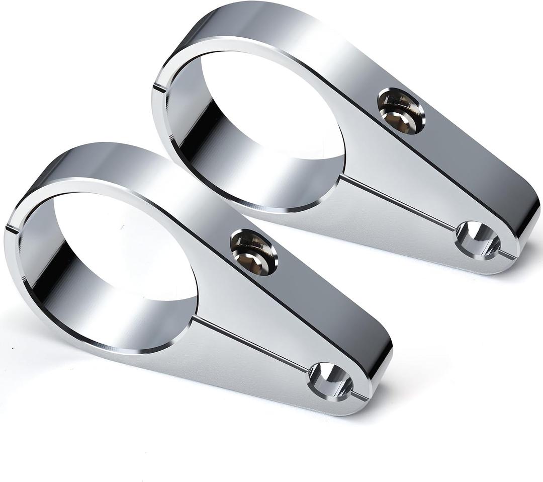 MoKitDora 1.5" Handlebar or Frame Mount Clutch Throttle Cable Clamp or Brake Line Clips for Harley 2 Pack, Chrome