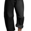 Hongsui Women's Baggy Sweatpants Fleece Lined Fall Winter Barrel Leg Pants Casual Drawstring Palazzo Pants with Pockets (Black, S)