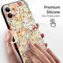 Compatible with iPhone 11 Cute Art Silicone Case with Design for Women Slim Fit Bumper Red White Blooming Flower Botanical Elegant Aesthetic Floral with Screen Protector (Acanthus by William Morris)