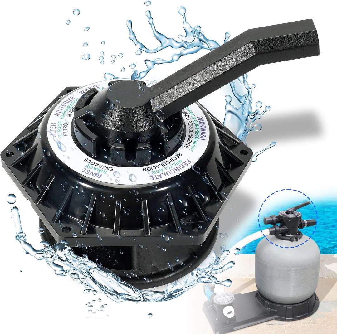 272531 Hi-Flow 6-way Multiport Top Valve Compatible with Pentair Sand Dollar Pool and Spa Sand Filters, 1-1/2 inch Clamp Style Valve, Replace 262504 262505 262506, 1.5 Inches